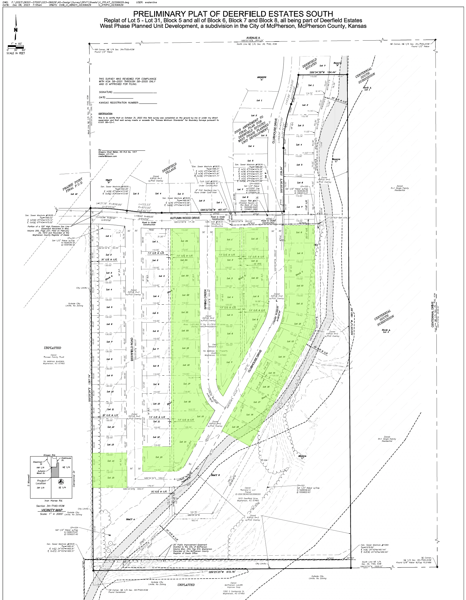 Preliminary Plat for Deerfield South Development 2024